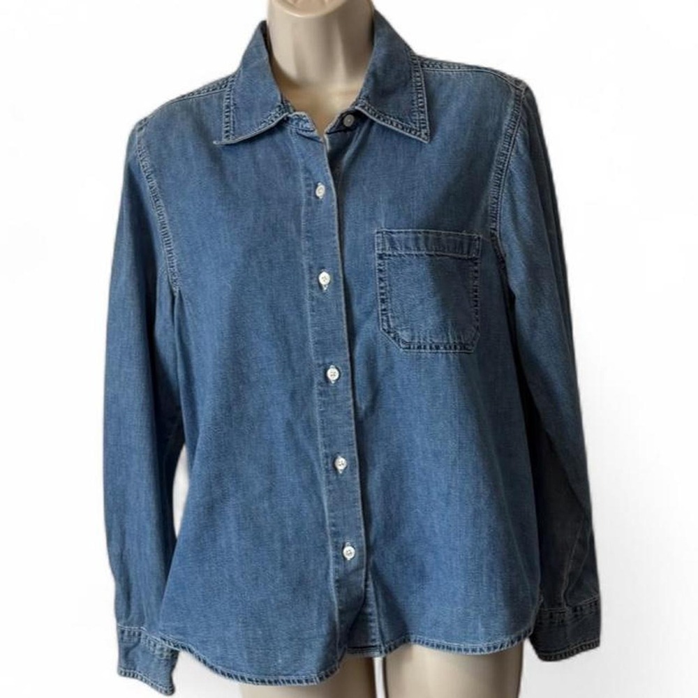Vintage 90s Gap Blue Denim Button Down Shirt, Women's Size S